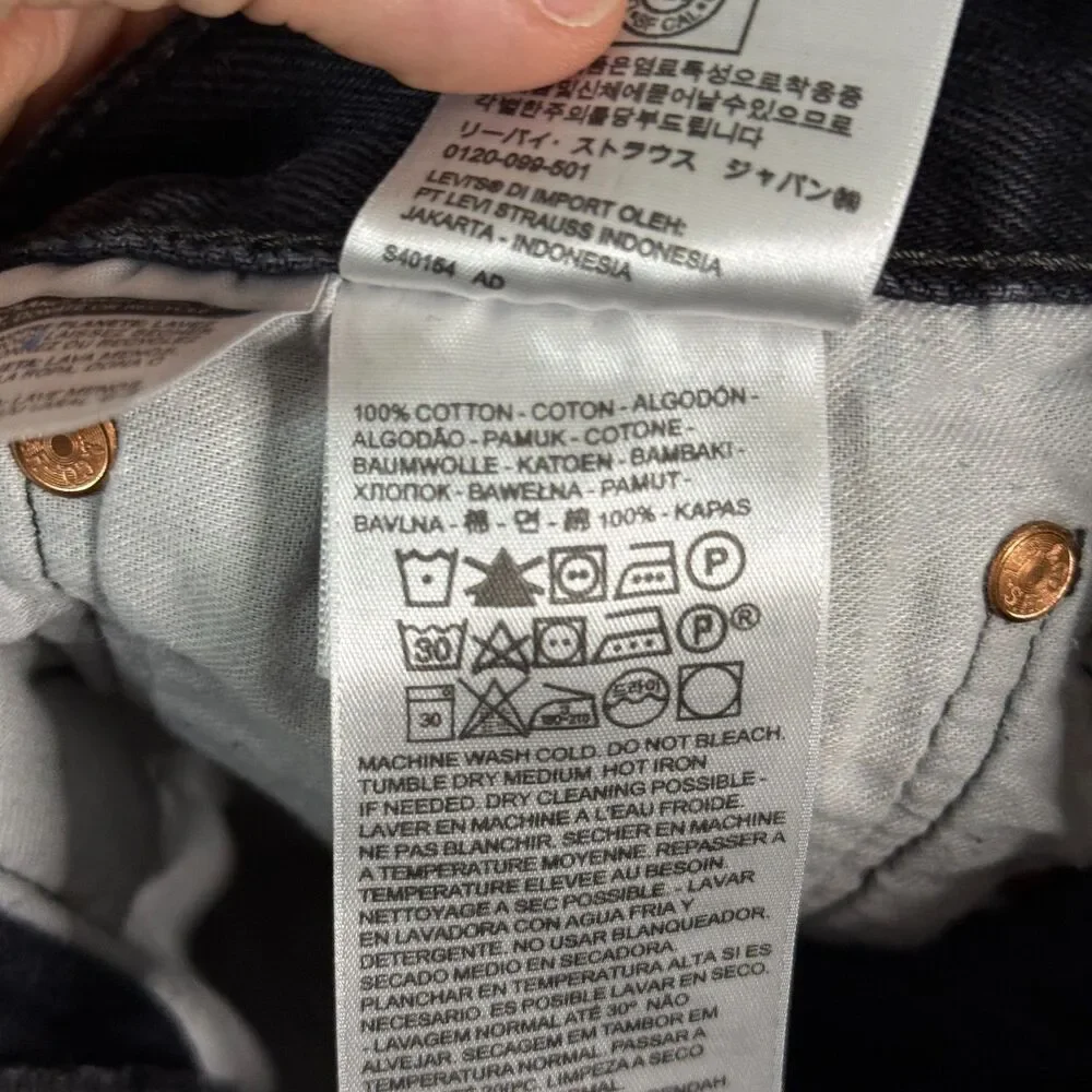 Levis 501 Jeans Mens 34x34 Black Straight Fit Dark Wash Button Fly Denim Pants